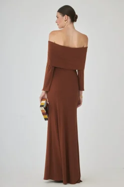 Discount VESTIDO CHOCOBMARRÓN Long dresses