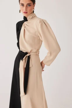 Sale VESTIDO JUANNANEGRO/BEIGE Midi dresses