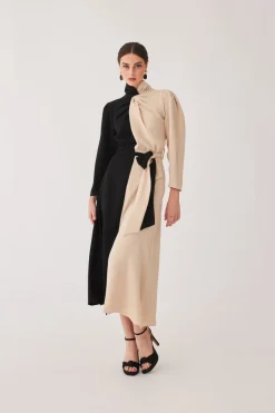 Sale VESTIDO JUANNANEGRO/BEIGE Midi dresses